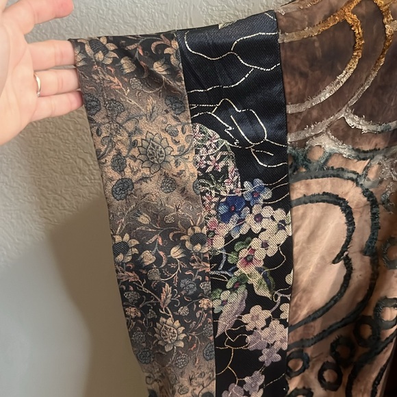 The Pyramid Collection Open Front abstract floral boho stitched Cardigan WM Med - Picture 7 of 10